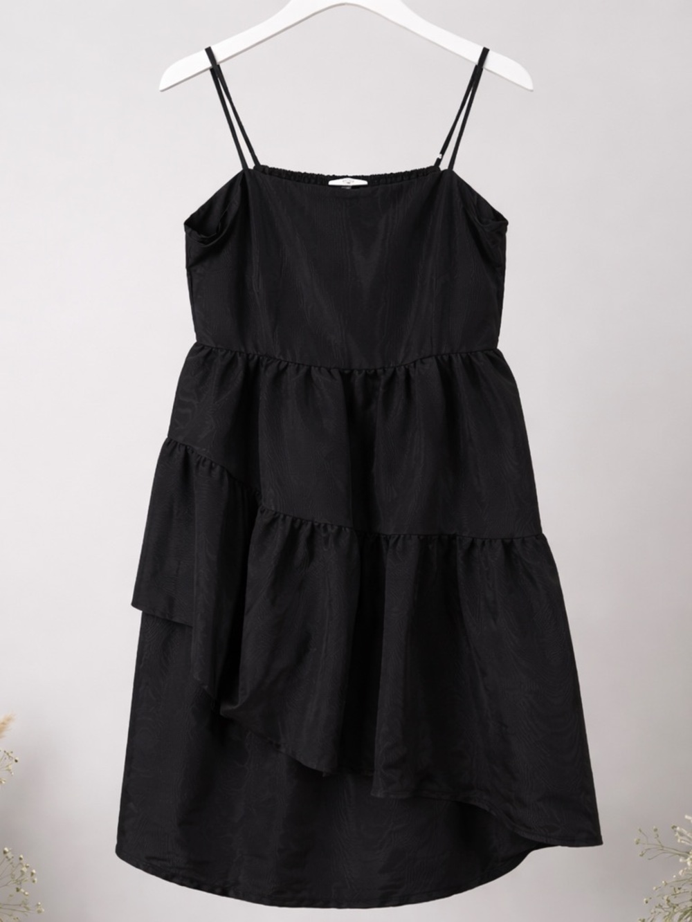 kate spade Black Asymmetrical Tiered Spaghetti Strap Dress